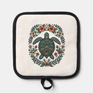 Manique Conception de vecteur floral de tortue de mer vint
