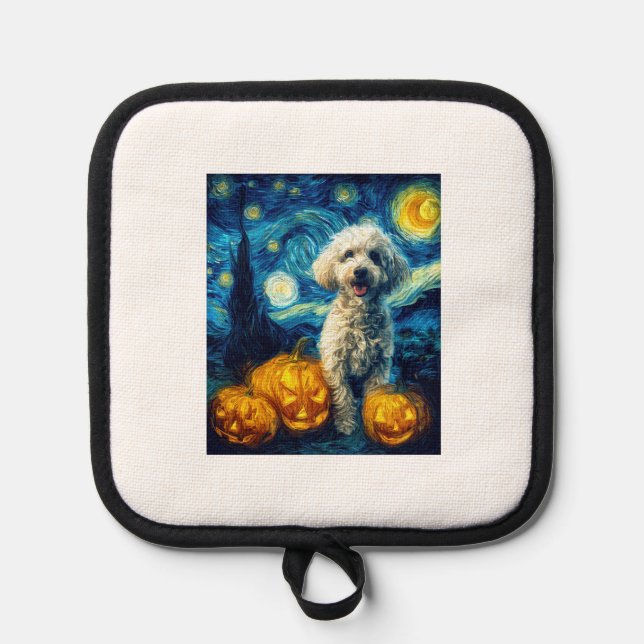 Manique Cute Poodle Dog Halloween Jack O Lantern Pumpkin F (Recto)