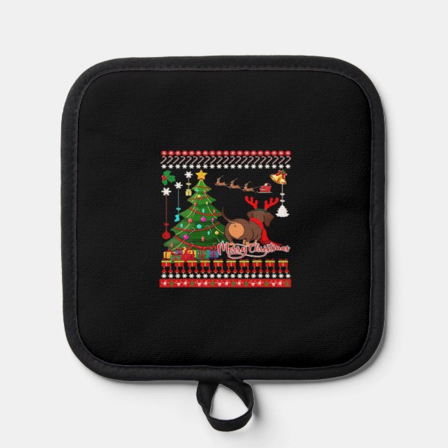 Manique Dachshund Dog Butt Christmas Ugly Classic T-Shirt (Recto)