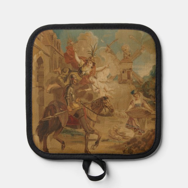 Manique Don Quichotte guidé par la Folie, tapisserie du XV (Recto)