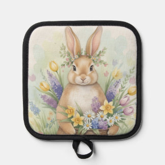Manique Easter cute bunny floral pot holder