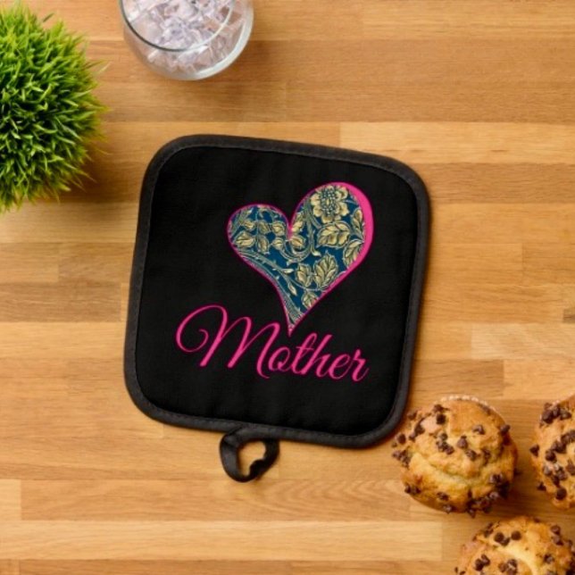 Manique Élégance Bleu Doré (Pot Holder Full rubber protection cover no slip silicon hanging loop. )