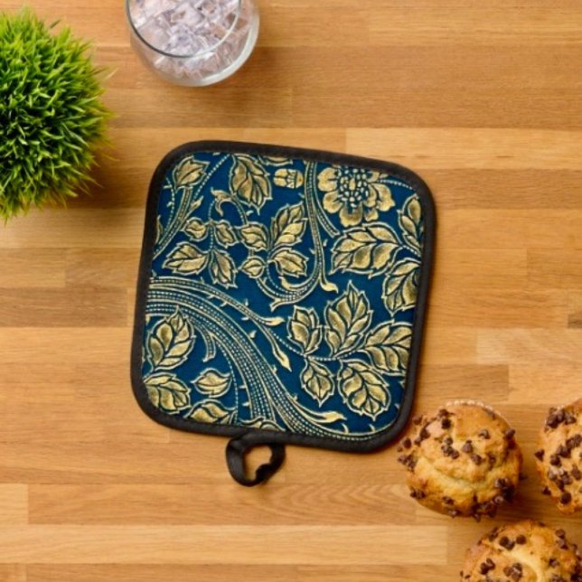 Manique Élégance de Fleur d'Or (Pot Holder Full rubber protection cover no slip silicon hanging loop. 

)