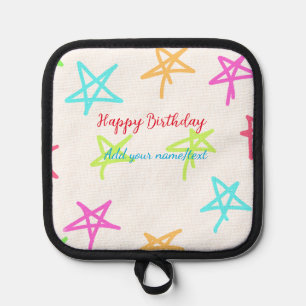 Manique Etoiles colorées heureux anniversaire ajouter nom
