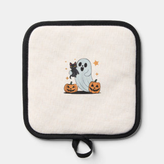 Manique Funny Ghost Holding A Black Cat Lazy Halloween Spo