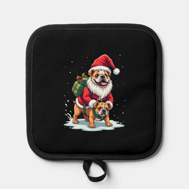 Manique Gnome Riding English Bulldog Christmas Xmas Boys G (Recto)