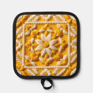 Manique Gold and  White Needlework Look Pot Holder