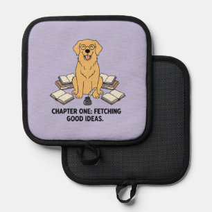 Manique Golden Retriever écrivain Encre Bonne Idée Concept