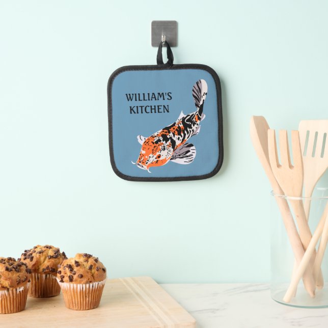 Manique Koi Fish Illustration Orange et Bleu Personnalisé (In situ (suspendu))
