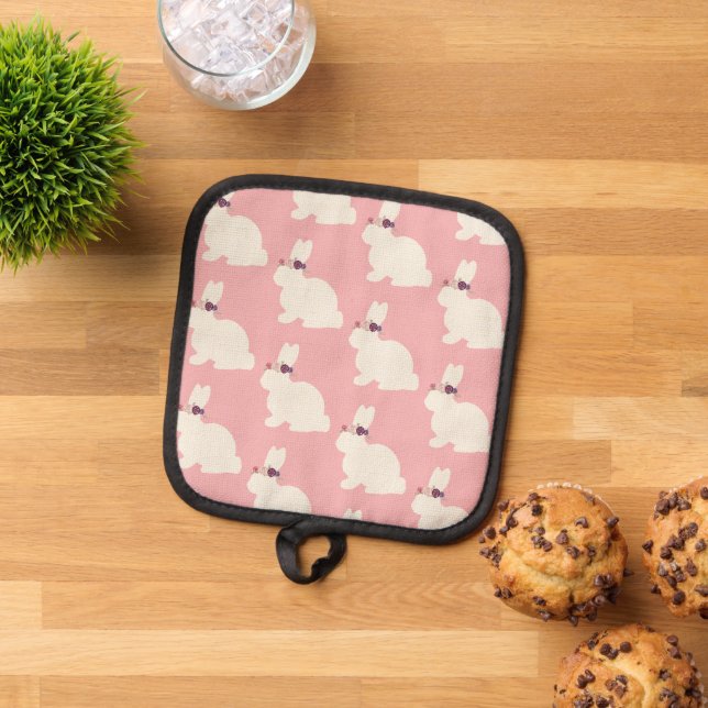Manique Lapin Pâques Rose Sur Tout Apron (De haut en bas)