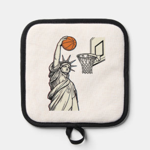 Manique Liberté Basketball Dunk Dessin de Gravure Vintage_