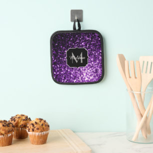 Manique Monogramme pailleté de faux éclats de couleur viol