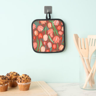 Manique Motif floral élégant de tulipe – Printemps rouge e