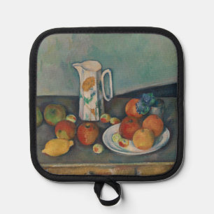 Manique Nature morte, pichet de lait et fruits sur une tab