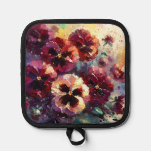 Manique Pansies impressionnistes de marron peint floral