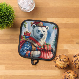 Manique Polaire Ours Père Noël Design de Noël
