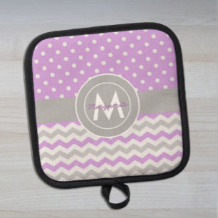 Manique Polka Gris Violet Point Chevron