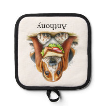 Porte-pot Basset Hound grignotant