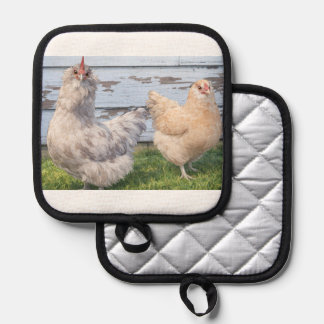 Manique Porte-pot Deux Poules Ferme