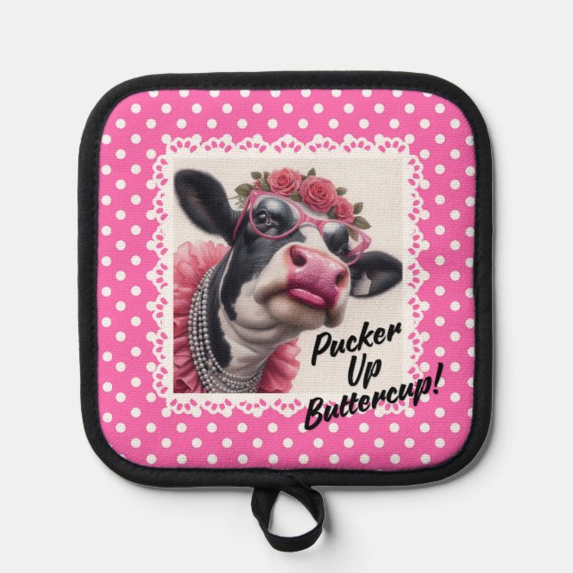 Manique Pucker Up Buttercup ! Porte-pots et Mitt au four (Recto)