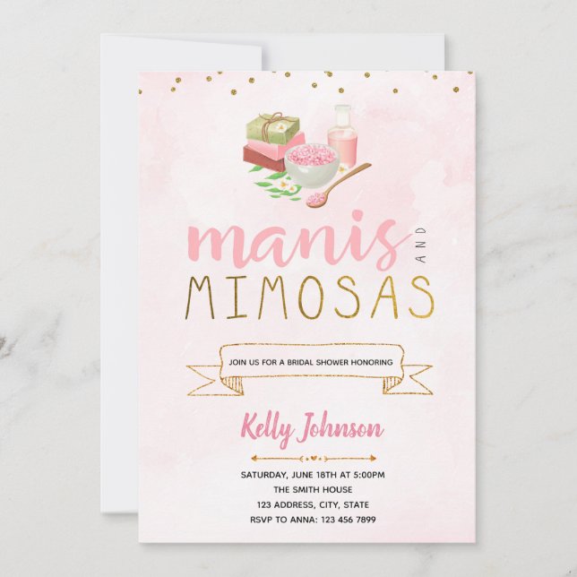 Manis and Mimosas party invitation (Front)