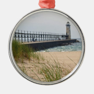 Manistee Lighthouse Metal Ornament