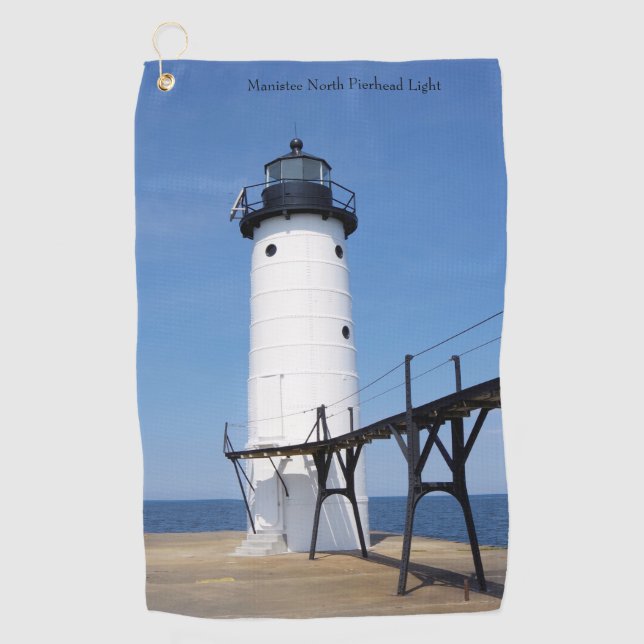 Manistee North Pierhead Light golf towel (Front)