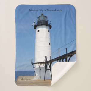 Manistee North Pierhead Light tall sherpa blanket