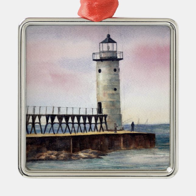 Manistee North Pierhead Lighthouse Ornament (Front)
