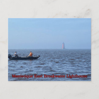 MANISTIQUE LIGHTHOUSE ON A FOGGY DAY Postcard