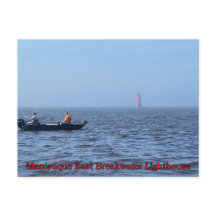 MANISTIQUE LIGHTHOUSE ON A FOGGY DAY Postcard
