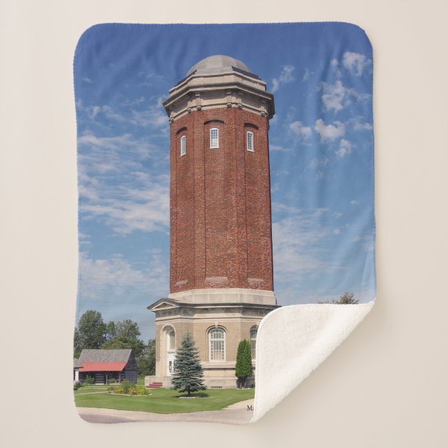 Manistique Water Tower sherpa blanket (Front)