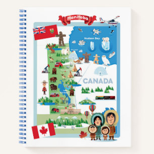 Manitoba Canada Cartoon Poster Notebook