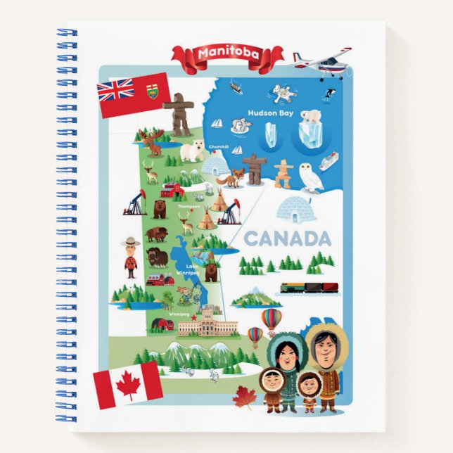 Manitoba Canada Cartoon Poster Notebook (Front)