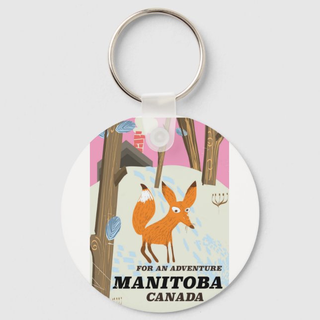 Manitoba Canada vintage style travel poster Keychain (Front)