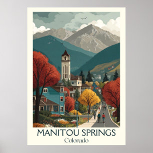 Manitou Springs Colorado Vintage Town Travel Art Poster