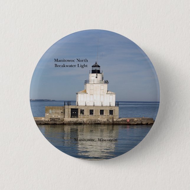 Manitowoc North Breakwater Light button (Front)