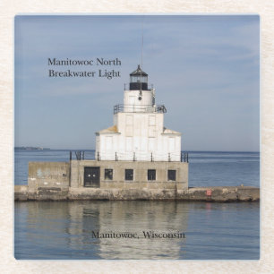 Manitowoc North Breakwater Light glass coaster
