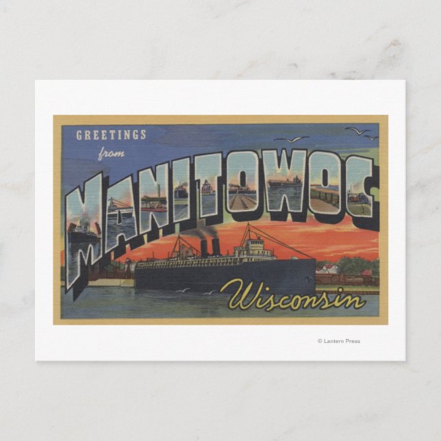 Manitowoc, Wisconsin - Large Letter Scenes Postcard (Front)