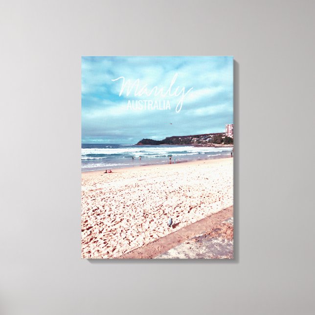 Manly Beach retro Australia travel Canvas Print (Front)