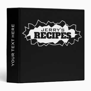 Manly black and white recipe binder book for men