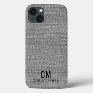 Manly Grey Initial Monogram Simple Minimalist iPhone 13 Case