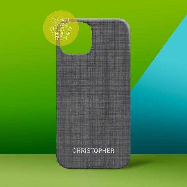 Manly Linen Look with Grey Personalized Name Case-Mate iPhone Case (Personalized Phone Case)