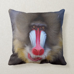 Manly Mandrill Throw Pillow