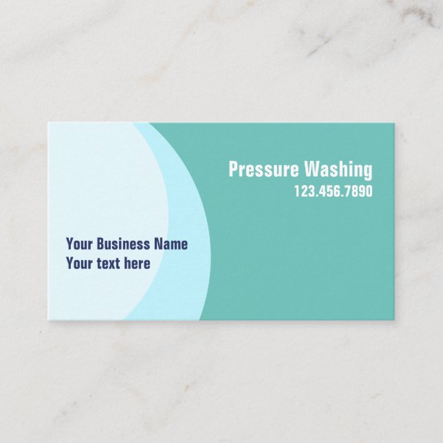Manly Modern Teal Light Blue Pressure Washing Business Card (Front)