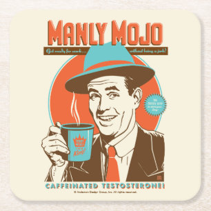 Manly Mojo Coffee Square Paper Coaster