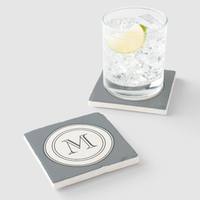 Manly Monogram Marble Coasters (Side)