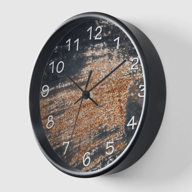 Manly Rustic Black Patina Texture Workshop Garage Wall Clock (Angle)