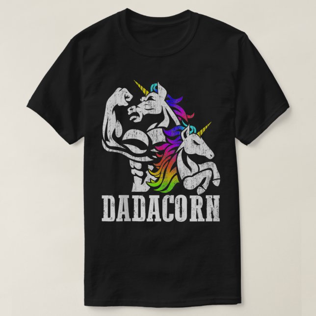Manly Unicorn Muscle Dad and Daughter Fathers Day  T-Shirt (Design Front)