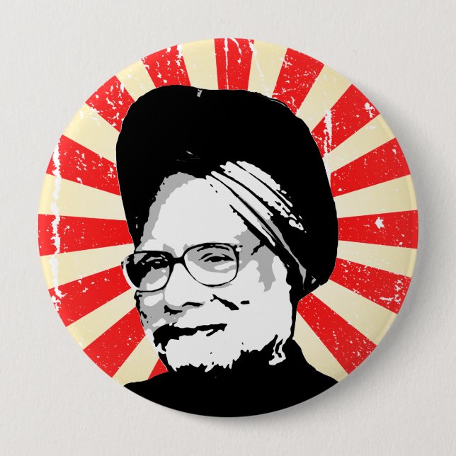Manmohan Singh 4 Inch Round Button (Front)